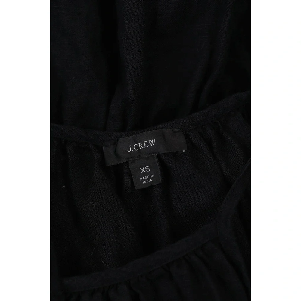 Sz XS J. Crew Black 100% Linen Cutout Halter Neck Tank Top EUC